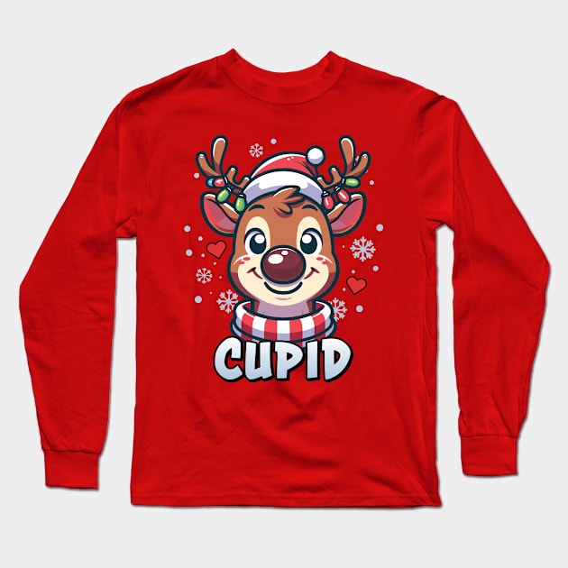 Santa’s Reindeer Cupid Xmas Group Costume Long Sleeve T-Shirt by Graphic Duster